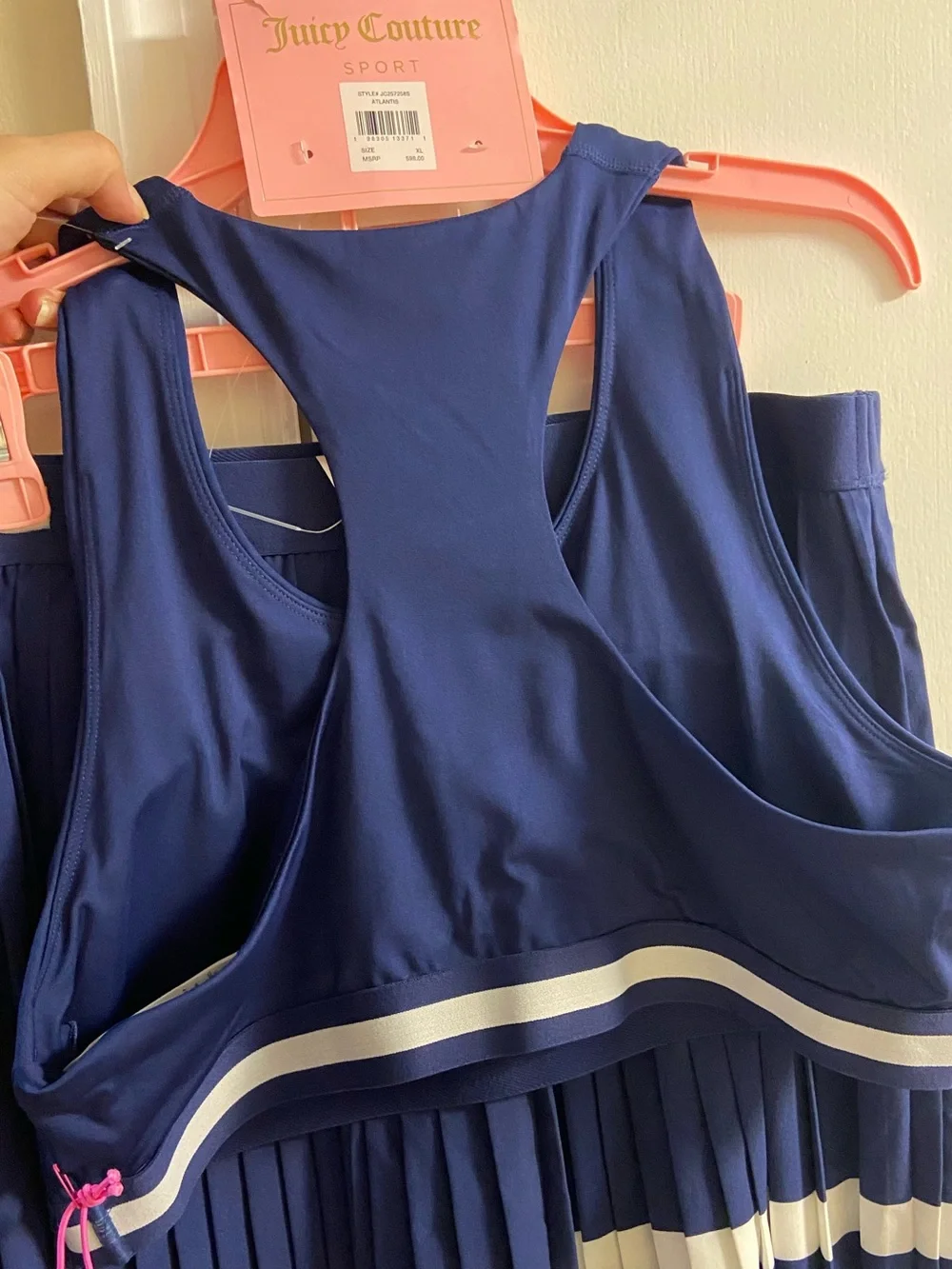 Juicy Couture Sport Pleated Tennis Skirt and Sports Bra Set Navy XL NWT